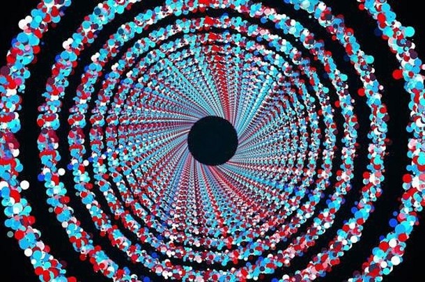 圆环色彩斑斓的亮片形式没完没了的隧道电脑生成的呈现明亮的闪亮的背景