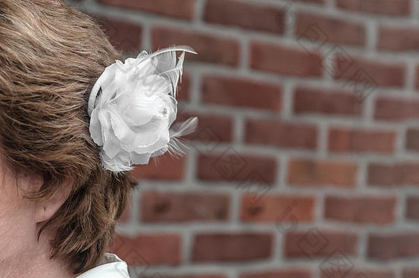 新娘白色玫瑰羽毛头发