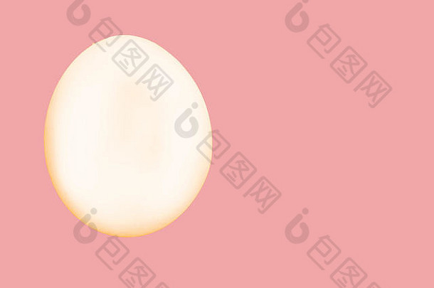 一个带有金色轮廓的白色鸡蛋隔离在粉红色背景上，包括剪切路径，空间。