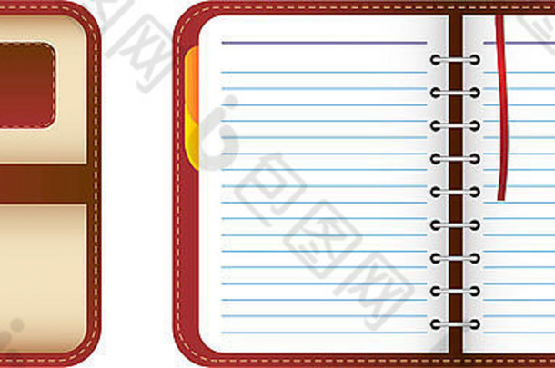 皮革组织者笔记本彩色的选项卡添加文本