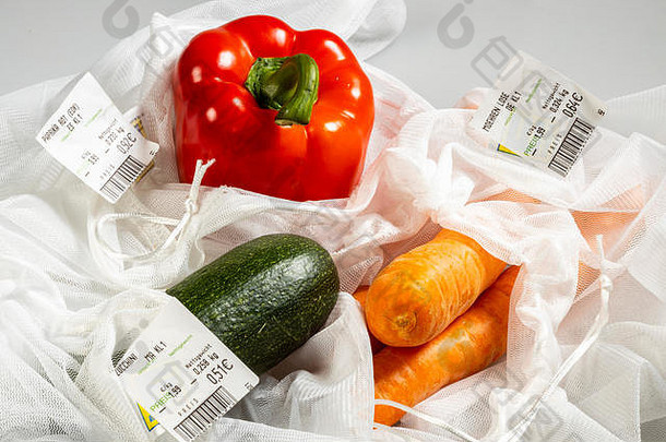 食物包装辣椒胡萝卜西葫芦可重用的塑料网避免塑料浪费价格标签