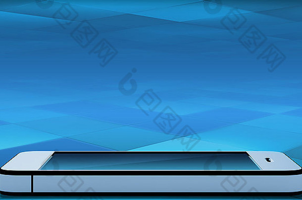 移动电话光滑的屏幕蓝色的背景