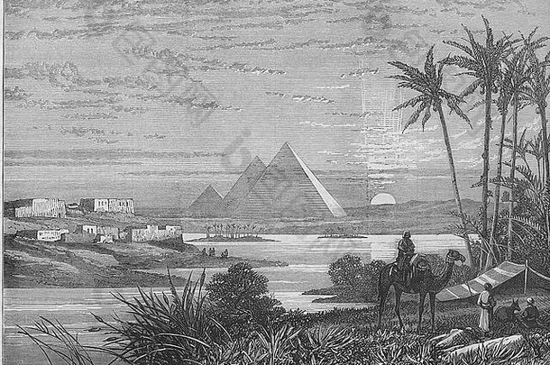 1874年，埃及从布拉克公路开始修建金字塔。图文并茂的伦敦新闻