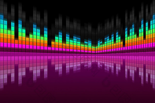紫色声波背景，显示DJ音乐和歌曲