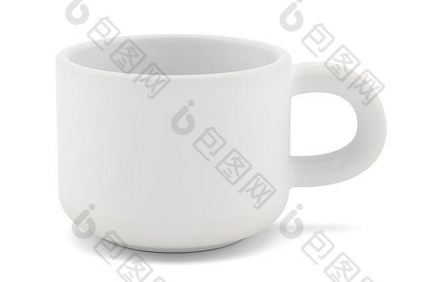 茶杯孤立的白色前面视图