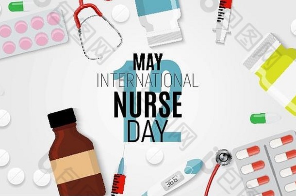 5月12日国际护士日医学背景病媒插图EPS10