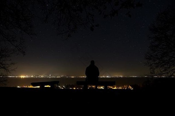 匈牙利巴拉顿湖夜晚星空灿烂