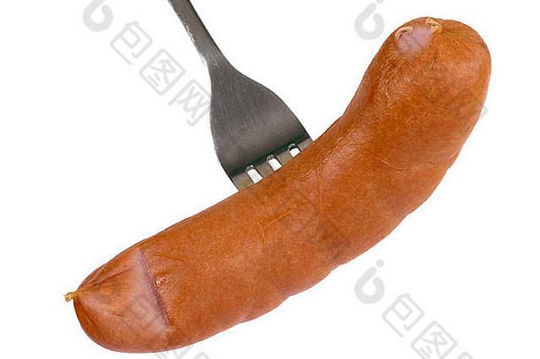 用叉子夹在肉里做成的厚香肠