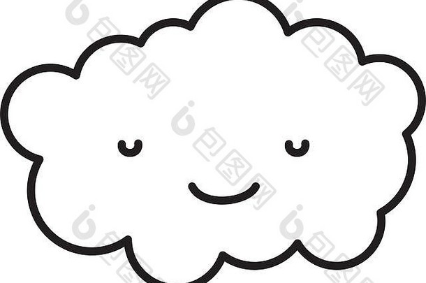 线卡瓦伊可爱和快乐的云蓬松的天气