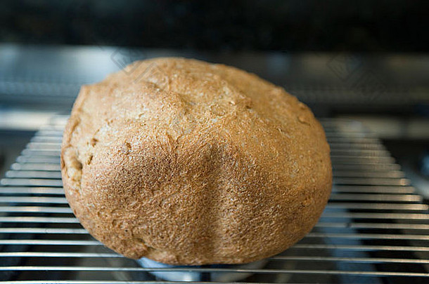 用全麦面粉做的面包使面包制造商机冷却烤箱