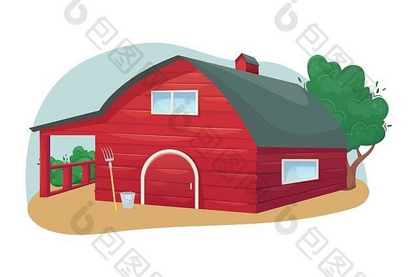 传统的美国红色木制谷仓。农场农业，农业。