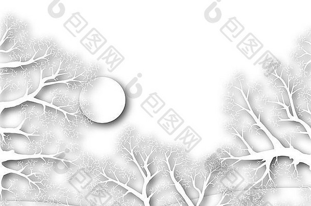 插图白色冬天日落Copy-Space