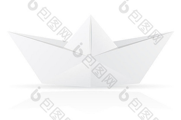 折纸纸船插图孤立的白色背景
