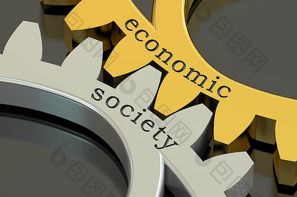 经济社会概念齿轮呈现