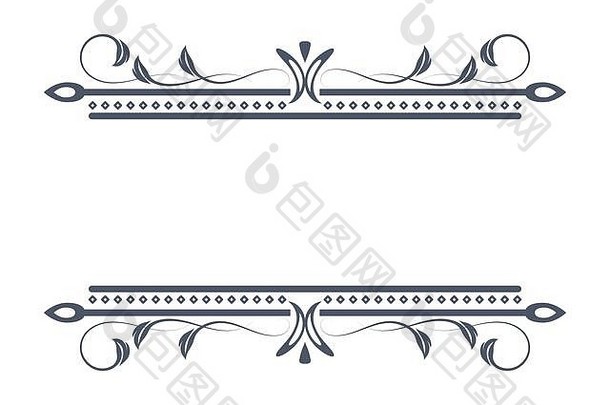 文本花装饰对称的排版元素孤立的白色背景