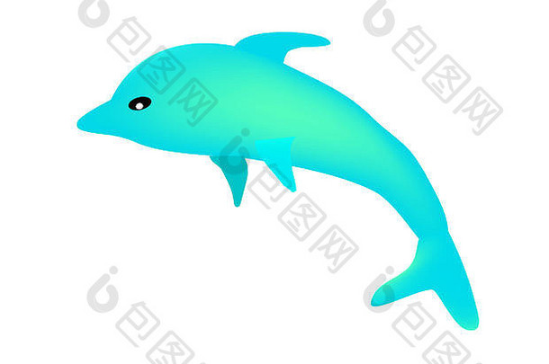 海豚蓝色的插图孤立的背景