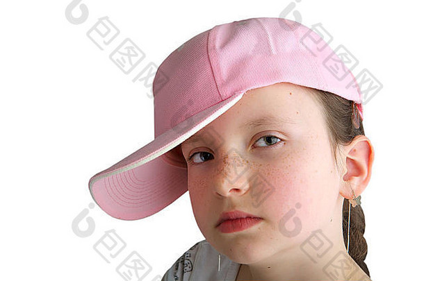 女孩粉红色的棒球帽