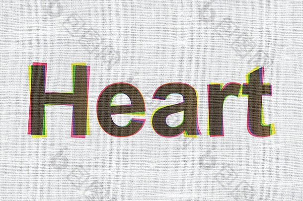 医疗理念：织物纹理背景上的心脏
