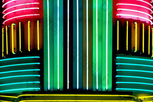 霓虹灯管颜色形式模式电影剧院选框圣诞老人芭芭拉加州美国