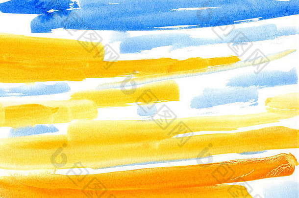 油漆颜色背景水彩摘要绘画颜色纹理黄色的橙色蓝色的塞尔夫特使
