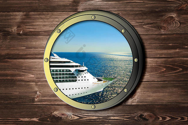船窗口海海洋巡航衬管旅行冒险概念
