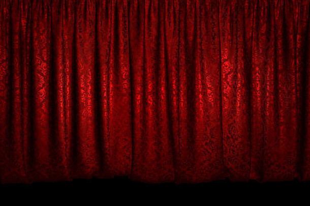 剧院或歌剧舞台美丽舞台幕的3D渲染。非常精细的布料。设计项目的布局