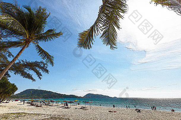 纹理效果他芭东海滩海滩照片美丽的景观安达曼海夏天天空普吉岛泰国