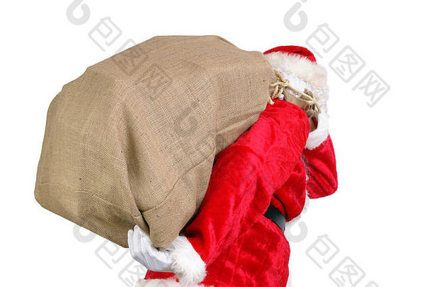 圣诞老人背着一大袋圣诞礼物
