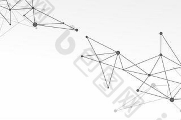 黑白抽象未来加密区块链插图。用于网站标题或横幅设计的三角形灰点和形状