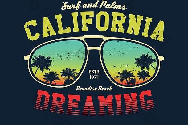 加州冲浪者T恤图案