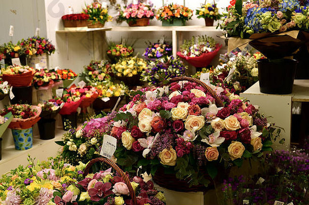 美丽的花束花商店