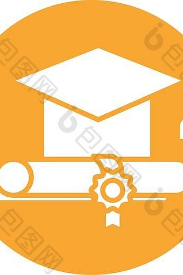 毕业证书和帽座式图标