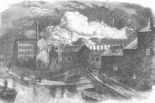 1859年，诺丁汉郡一家袜厂失火。图文并茂的伦敦新闻