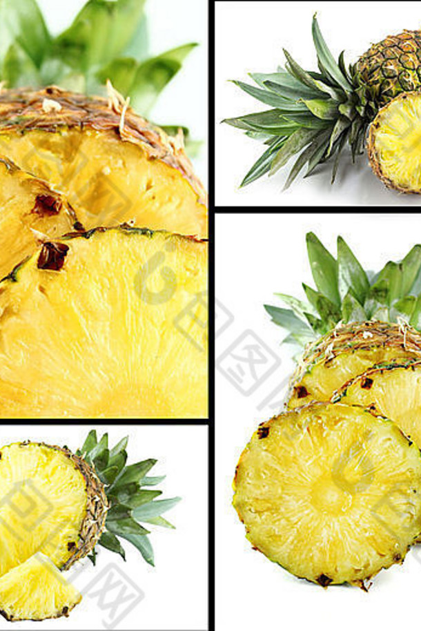 健康的有机食物集新鲜的成熟的菠萝