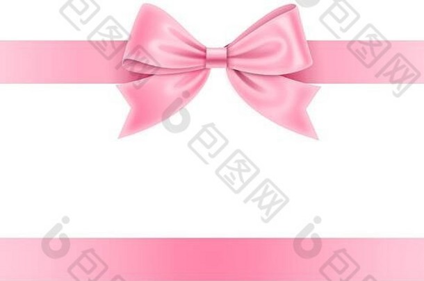 白色背景上的粉红结和丝带