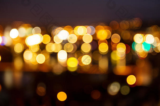 城市灯晚上散焦模糊城市建筑散景背景