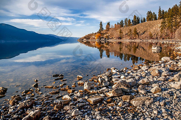 湖泊景观-奥卡纳根湖景-基洛纳奥卡纳根湖景观-加拿大不列颠哥伦比亚省-Imagem-摄影