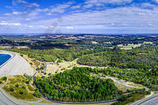 空中全景cardinia储层公园墨尔本澳大利亚