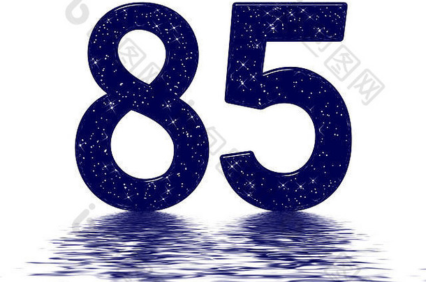 数字八十明星天空纹理模仿反映了水表面孤立的白色渲染