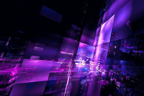 未来主义的城市玻璃墙摘要数字生成的图像
