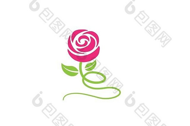 玫瑰叶子长腿花标志