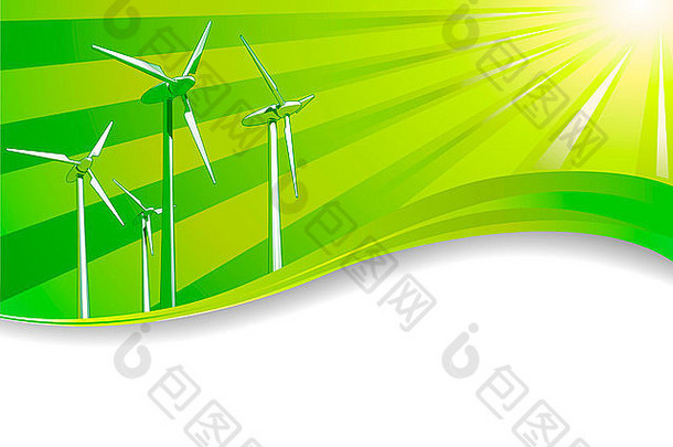 生态概念可再生能量风涡轮机背景