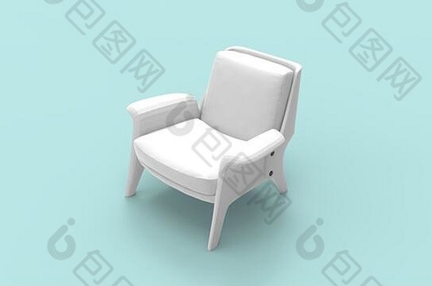 在工作室背景中隔离的白色设计椅的3d渲染