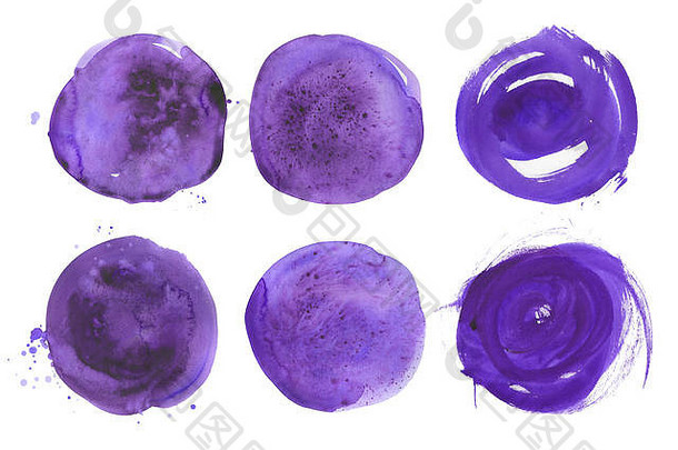 水彩画一组圆形紫外斑点