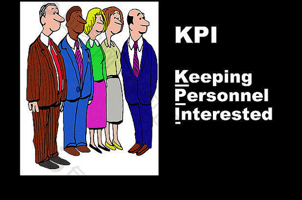 业务插图显示商人首字母缩写’kpi’玩单词保持人员感兴趣