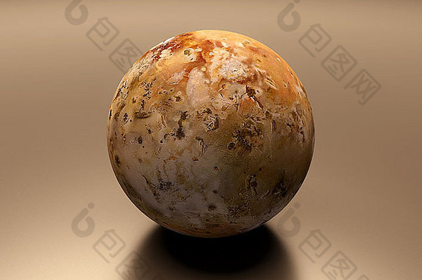 木星卫星木卫一的渲染图像。