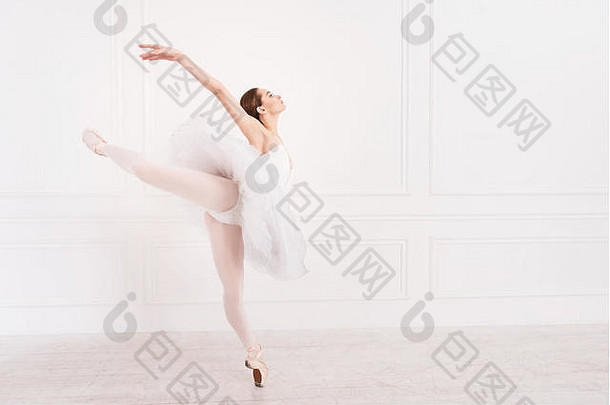神奇的芭蕾舞演员踮着脚尖站着