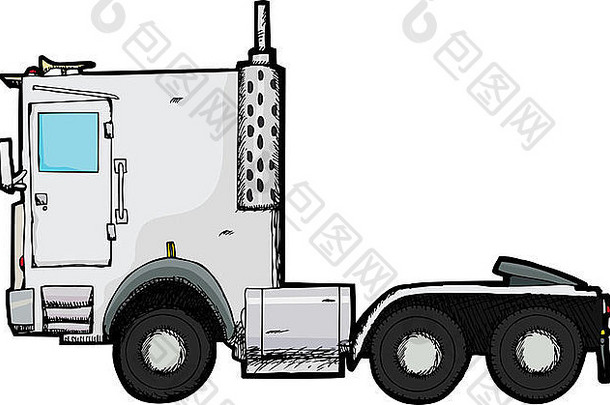 通用的拖拉机预告片钻井平台插图孤立的白色