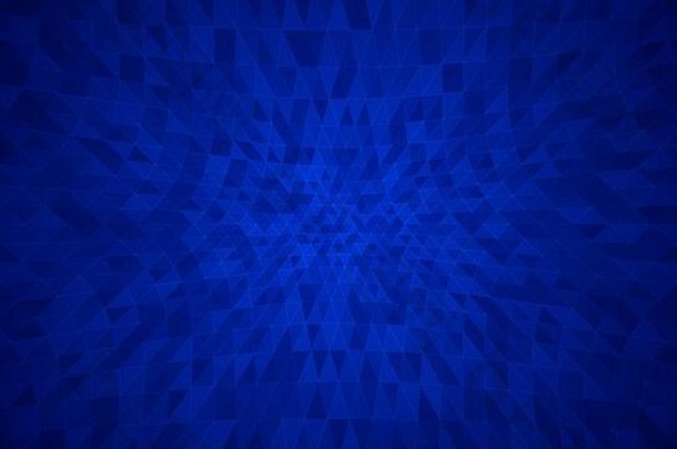 蓝色小三角形的抽象背景。
