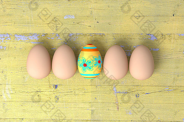 复活节鸡蛋木表格背景